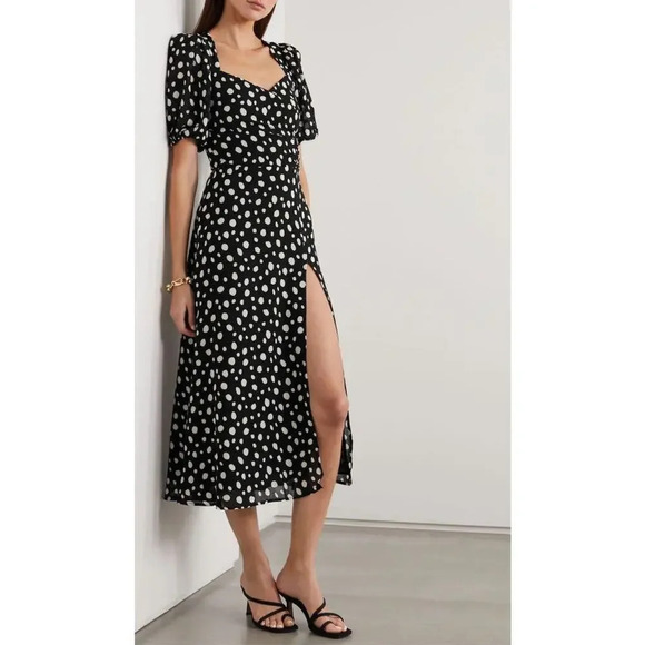 Reformation Dresses & Skirts - Reformation Wildflower Dress Midi Length Puff Sleeve Dot Print Size 22 Elegant